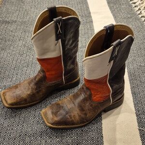 Twisted X Texas Flag Leather Western Boots Size 4M